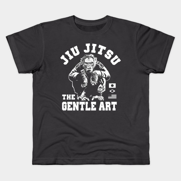 Gentle Art Chimp Kids T-Shirt by Ground Shark